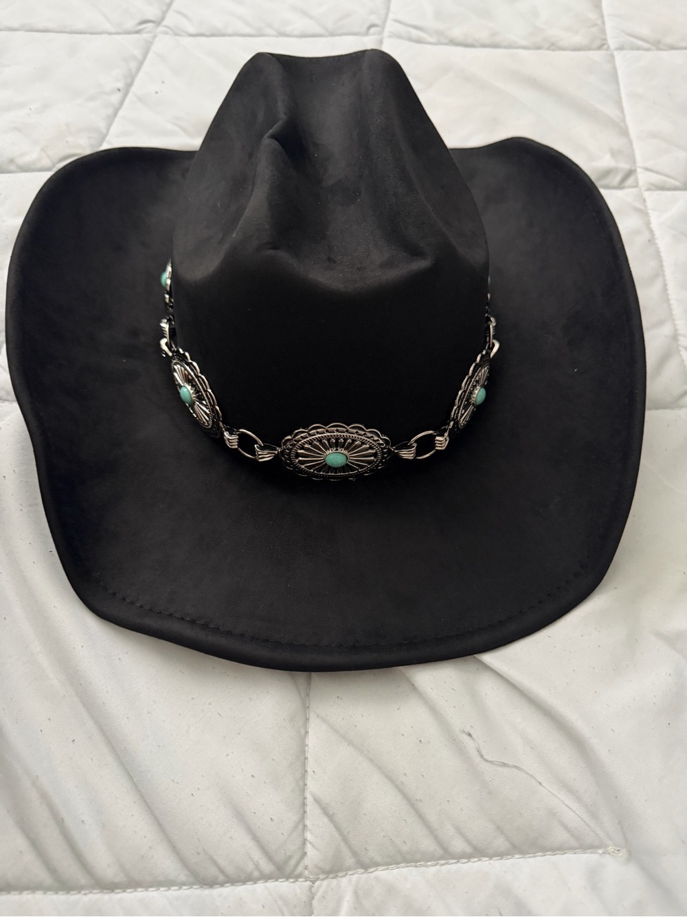 Black Western Hat with Turquoise Concho Band